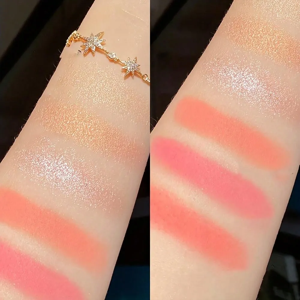 1 Pc Six Color Powder Blusher Highlight Eye Shadow Plate Face Contour Brightening And Modifying Palette For Cos Dance Performance