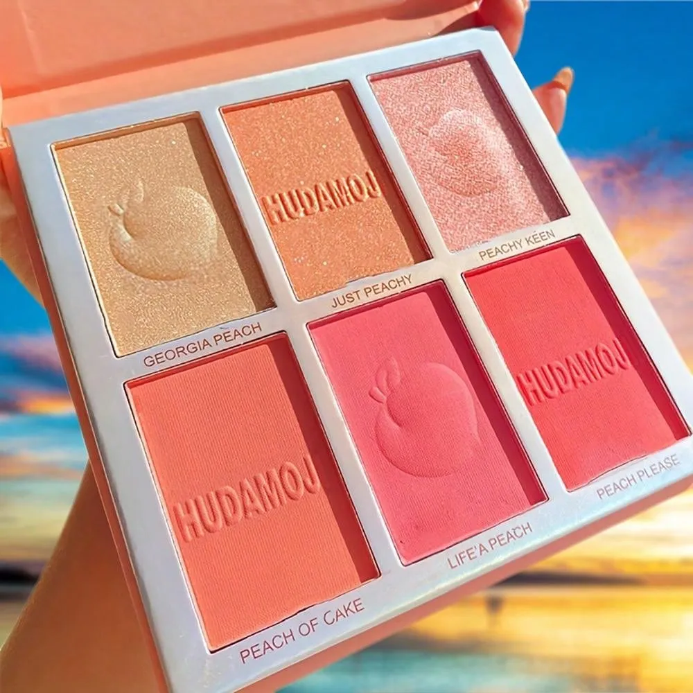 1 Pc Six Color Powder Blusher Highlight Eye Shadow Plate Face Contour Brightening And Modifying Palette For Cos Dance Performance