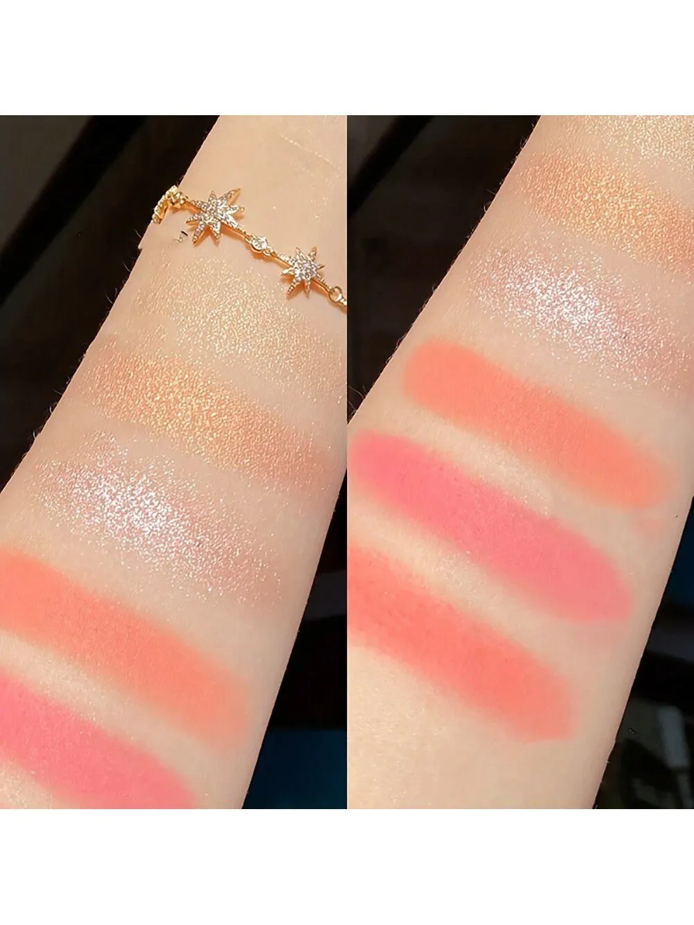 1 Pc Six Color Powder Blusher Highlight Eye Shadow Plate Face Contour Brightening And Modifying Palette For Cos Dance Performance