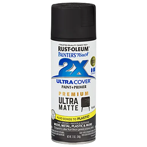 12 OZ Painter's Touch 2X Ultra Cover Matte Spray Paint - Matte Black