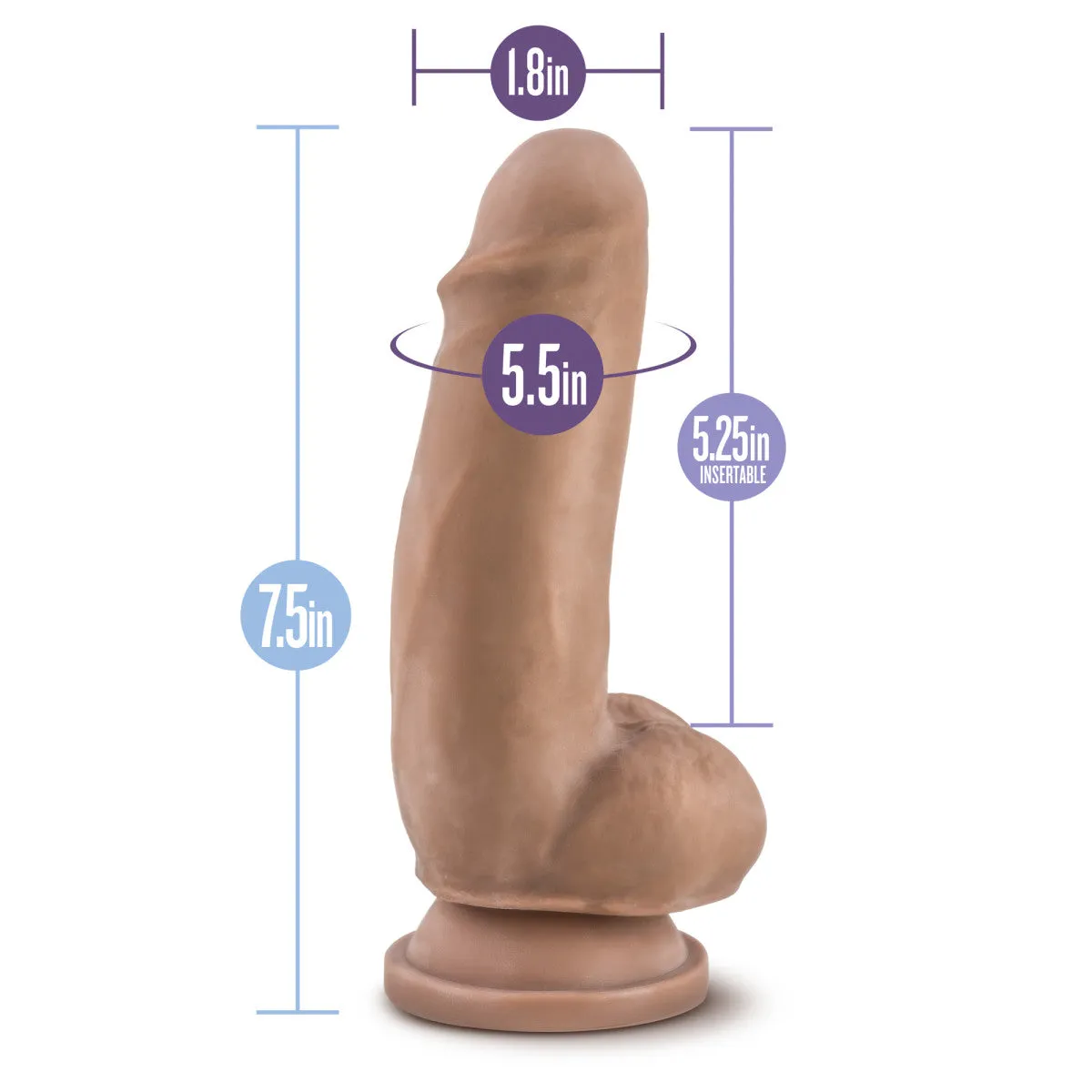 Au Naturel By Blush® | Realistic Latin 7-Inch Long Dildo With Balls & Suction Cup Base