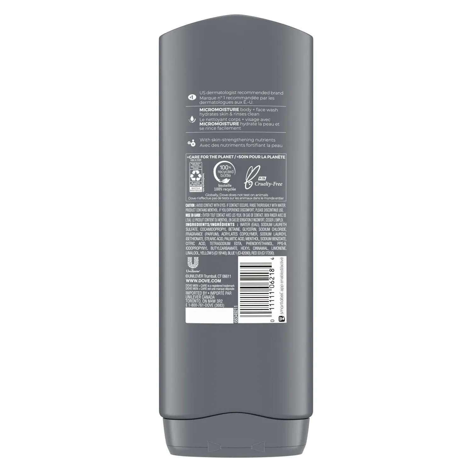 Dove Men Care Extra Fresh Refreshing Hydrating Face and Body Wash, 18 fl oz