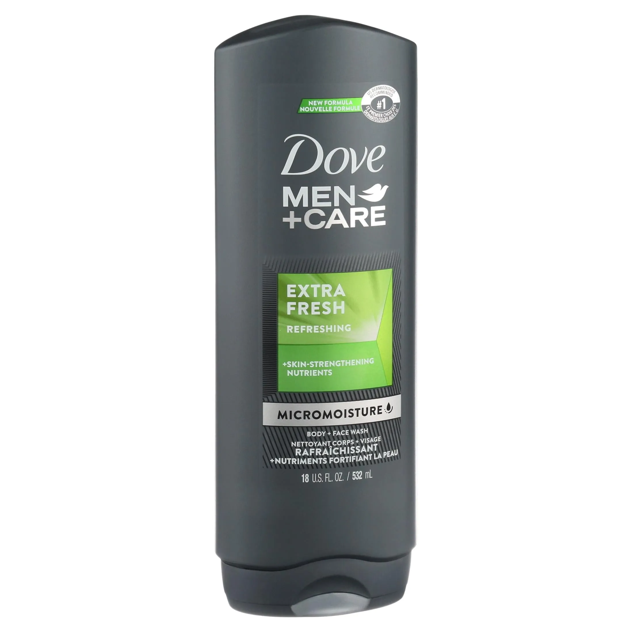 Dove Men Care Extra Fresh Refreshing Hydrating Face and Body Wash, 18 fl oz