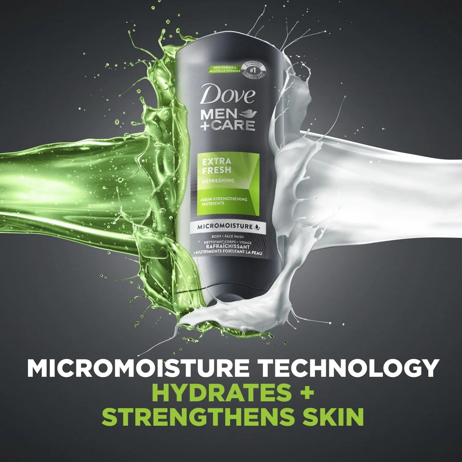 Dove Men Care Extra Fresh Refreshing Hydrating Face and Body Wash, 18 fl oz
