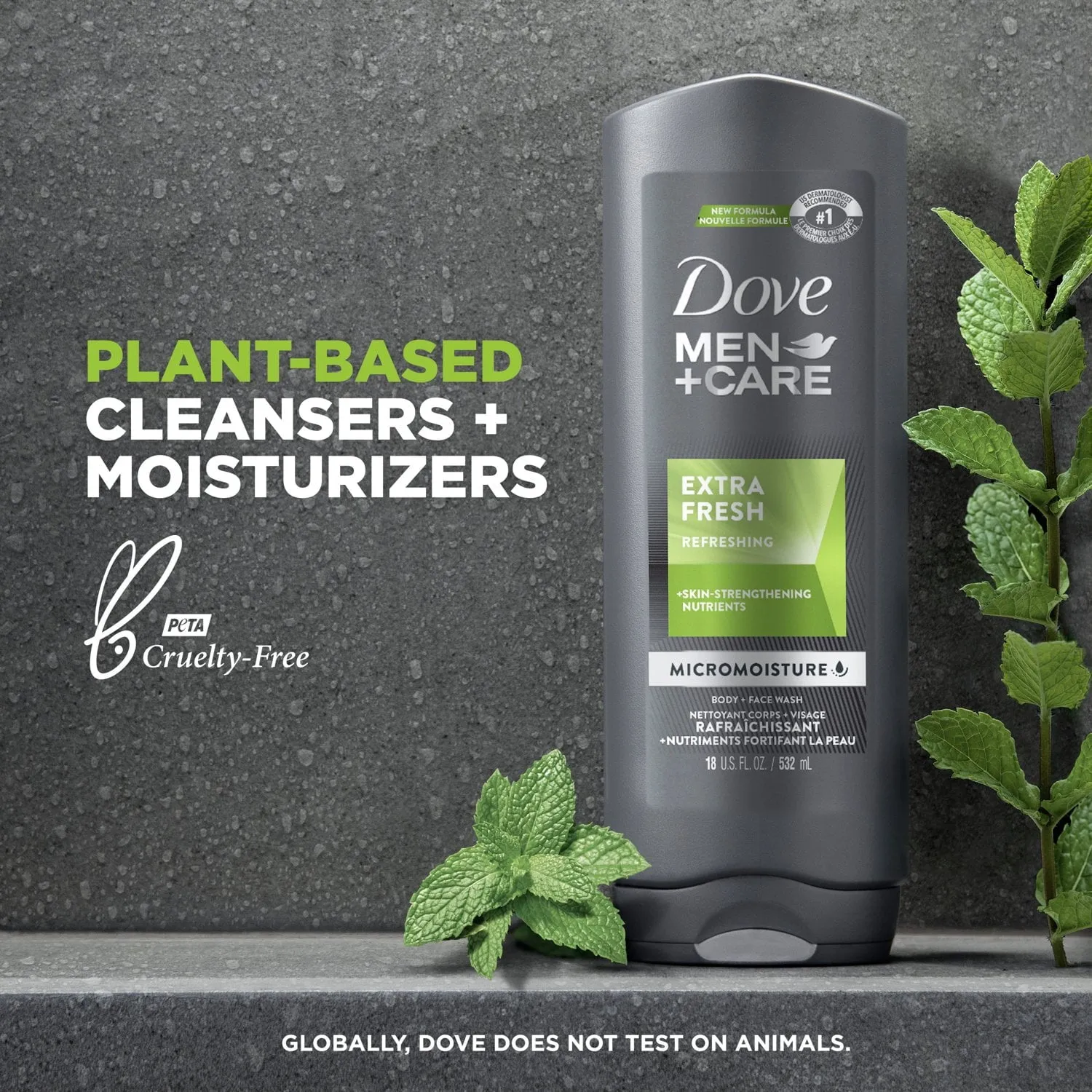 Dove Men Care Extra Fresh Refreshing Hydrating Face and Body Wash, 18 fl oz