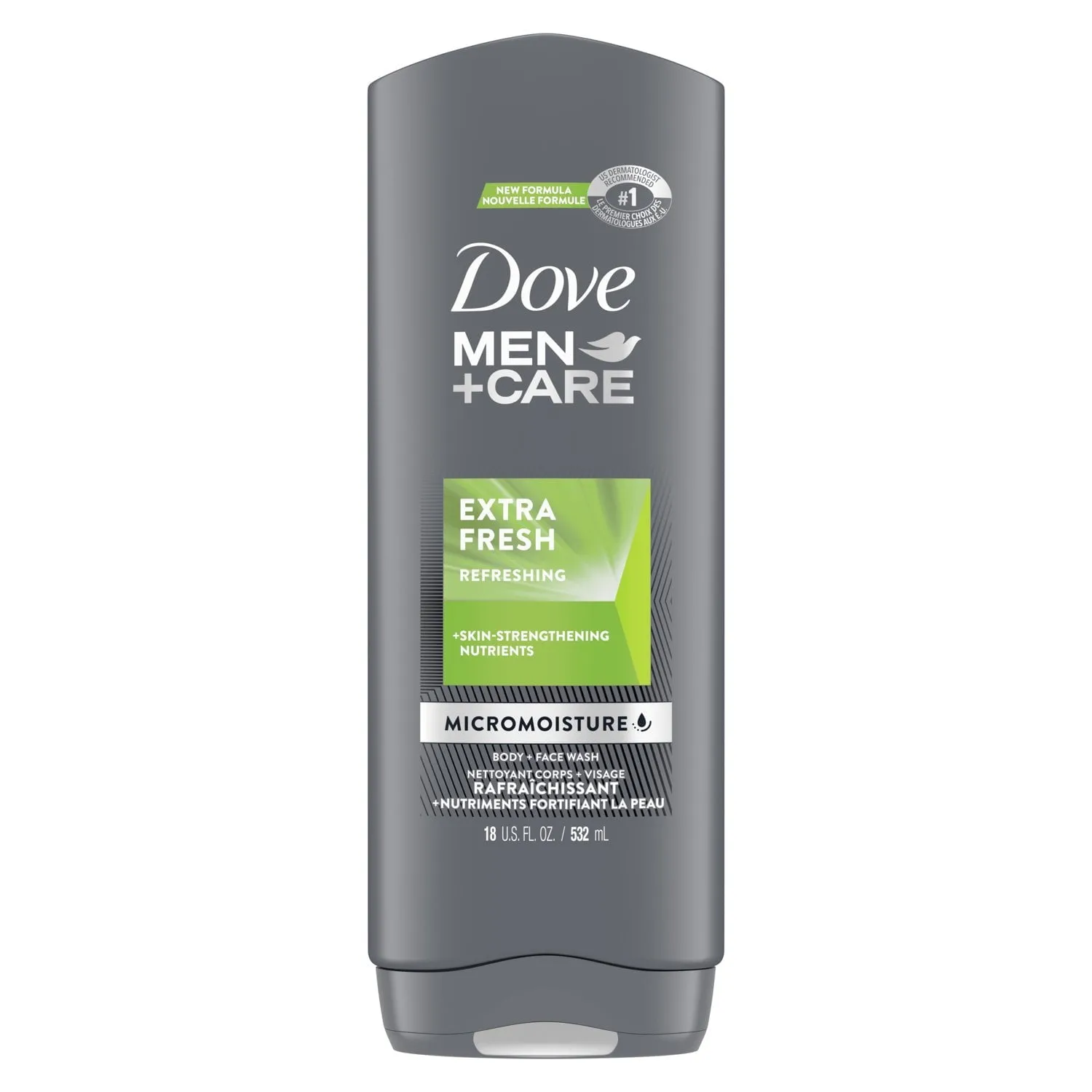 Dove Men Care Extra Fresh Refreshing Hydrating Face and Body Wash, 18 fl oz