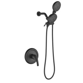Dual Shower Head System 2 in 1 High-Pressure 7 Functions Rain Shower Head Include Brass Valve and Trim Kit JK0192