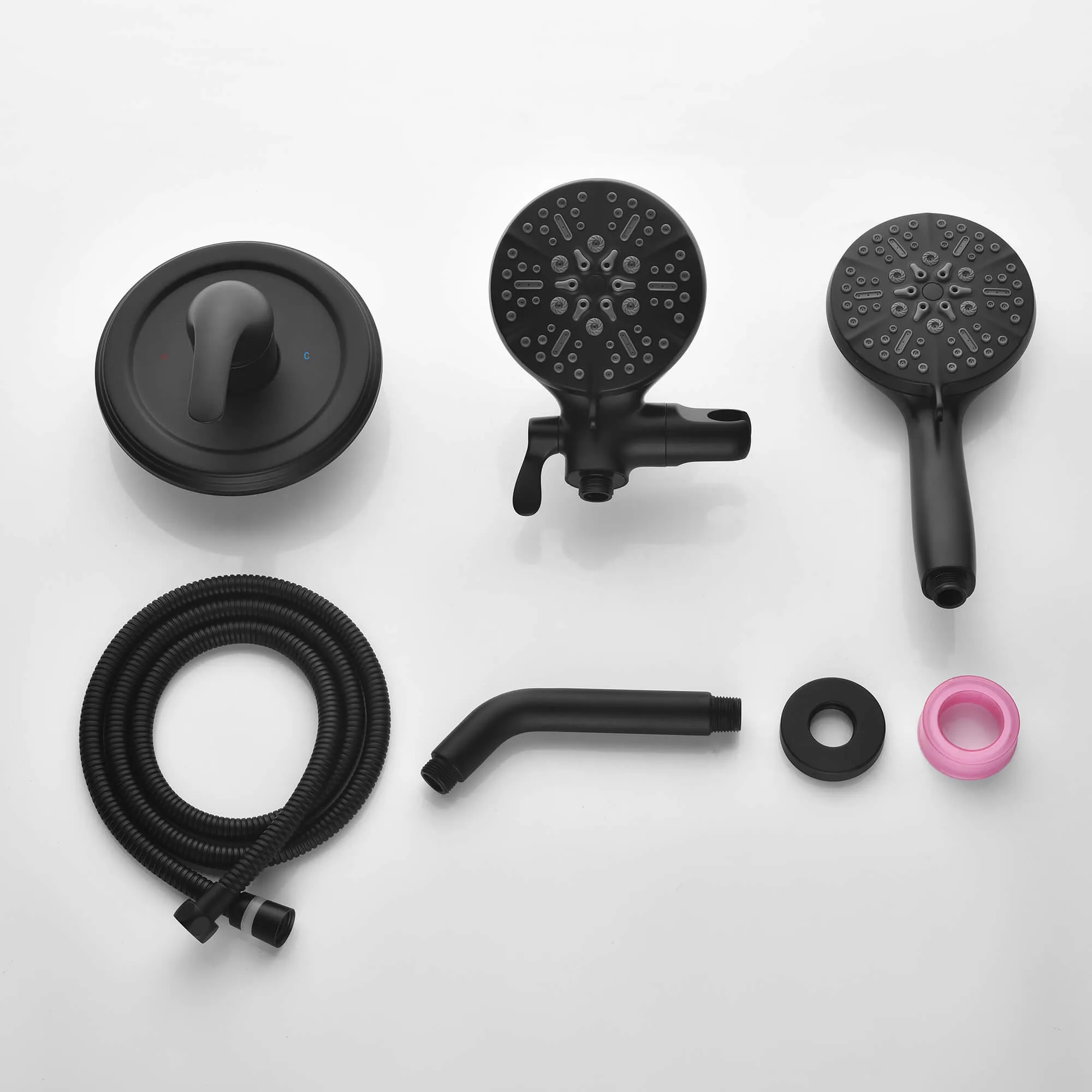 Dual Shower Head System 2 in 1 High-Pressure 7 Functions Rain Shower Head Include Brass Valve and Trim Kit JK0192