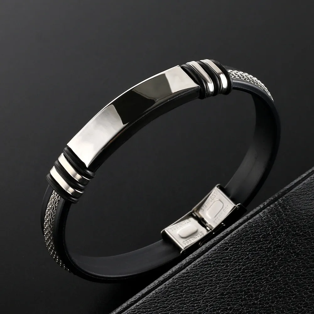European And American Popular Single Product Stainless Steel Leather Smooth Bracelet
