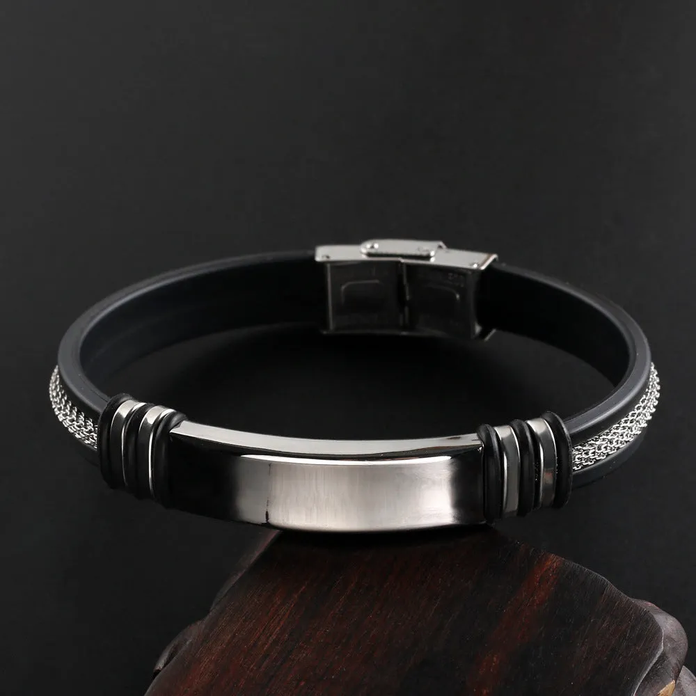 European And American Popular Single Product Stainless Steel Leather Smooth Bracelet