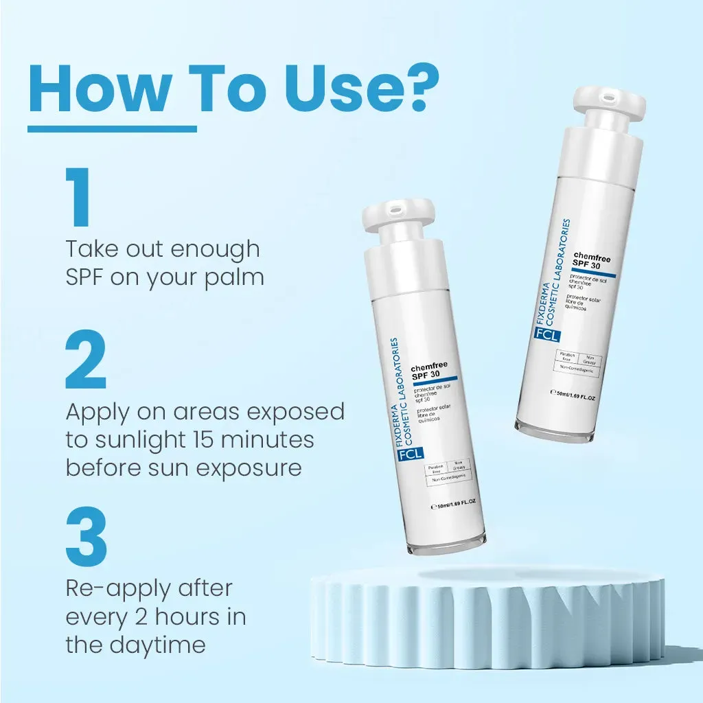 FCL Chemfree Sunscreen SPF 30 for Oily, Sensitive and Acne Prone Skin For Men and Women