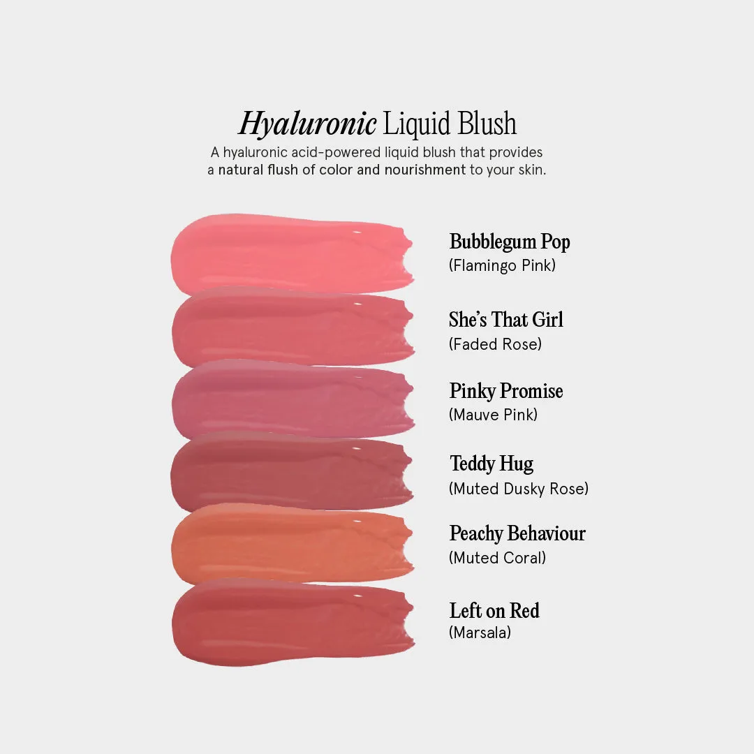 Hyaluronic Liquid Blush in Left on Red