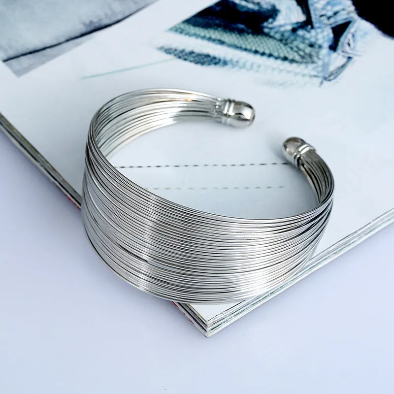 Metal wire smooth aperture cutout bracelet