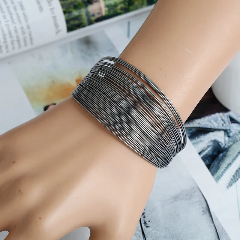 Metal wire smooth aperture cutout bracelet