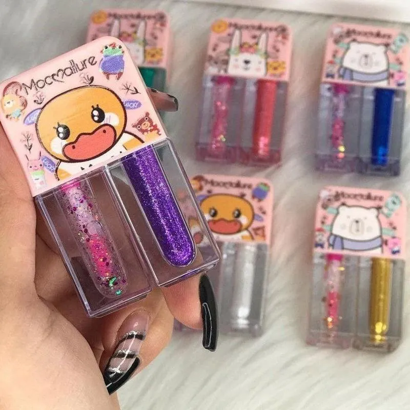 Mocoallure twin shiny lip gloss and eye shadow pack of 3