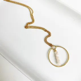 Peach Moonstone Stacked Geometric Pendant