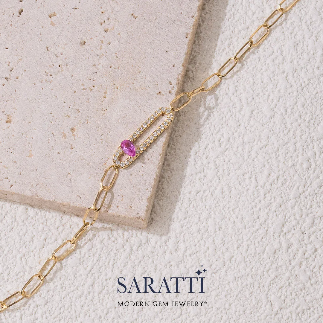 Pink Sapphire and Diamond Vintage-Inspired Bracelet