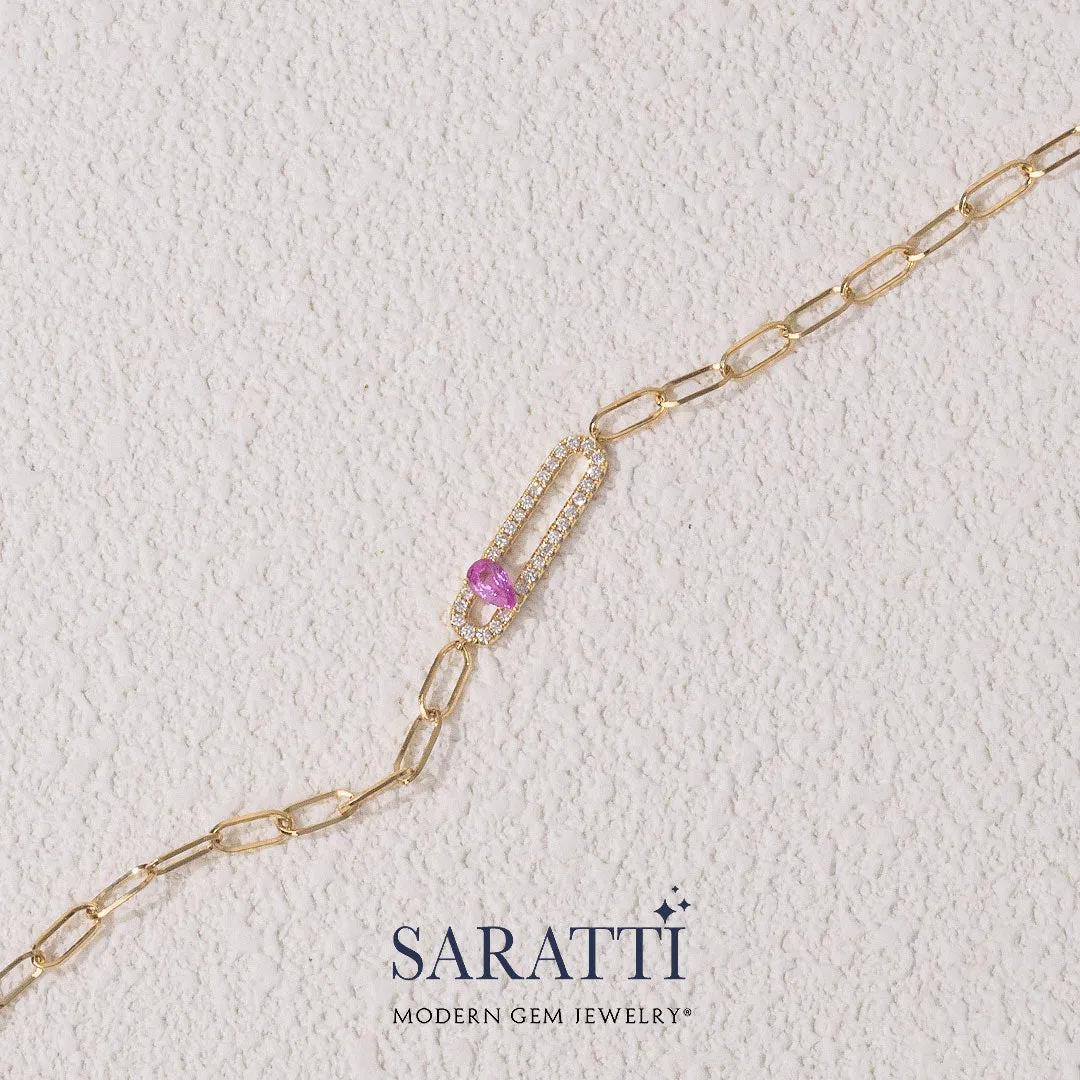 Pink Sapphire and Diamond Vintage-Inspired Bracelet