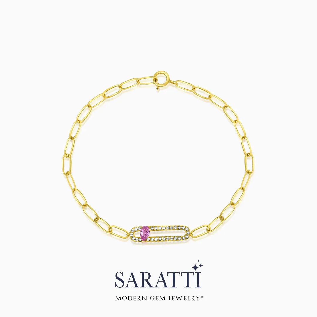 Pink Sapphire and Diamond Vintage-Inspired Bracelet
