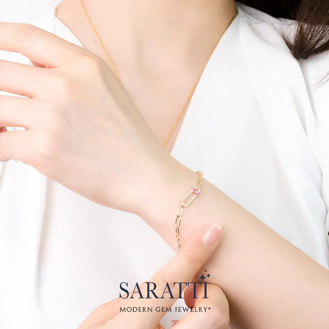 Pink Sapphire and Diamond Vintage-Inspired Bracelet