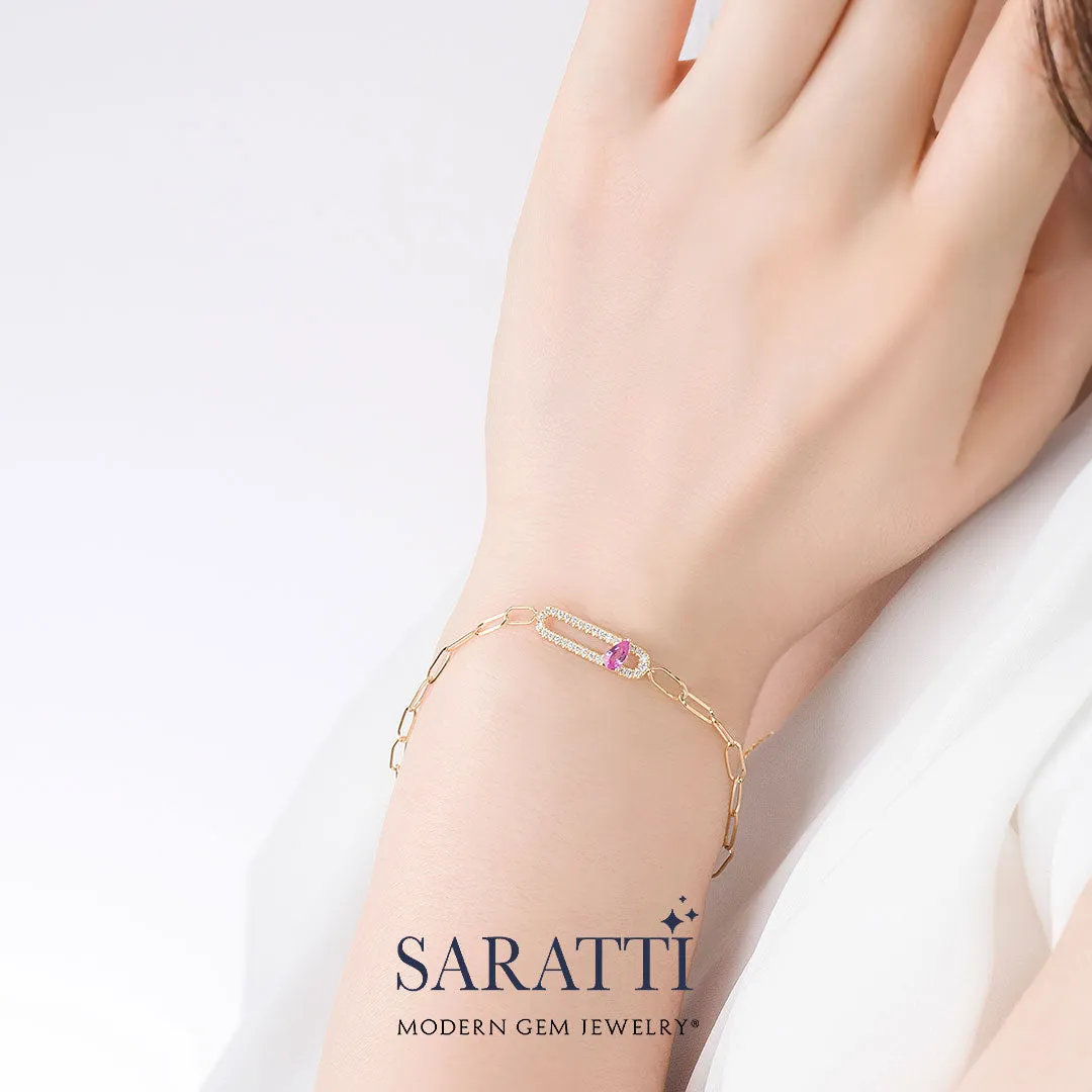 Pink Sapphire and Diamond Vintage-Inspired Bracelet