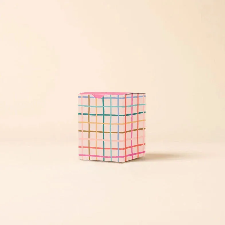 Pretty Plaid Rocks Glass Candle