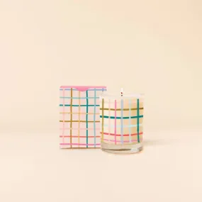 Pretty Plaid Rocks Glass Candle
