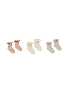Ruffle Socks - 3 Pack Dove, Natural, Blush