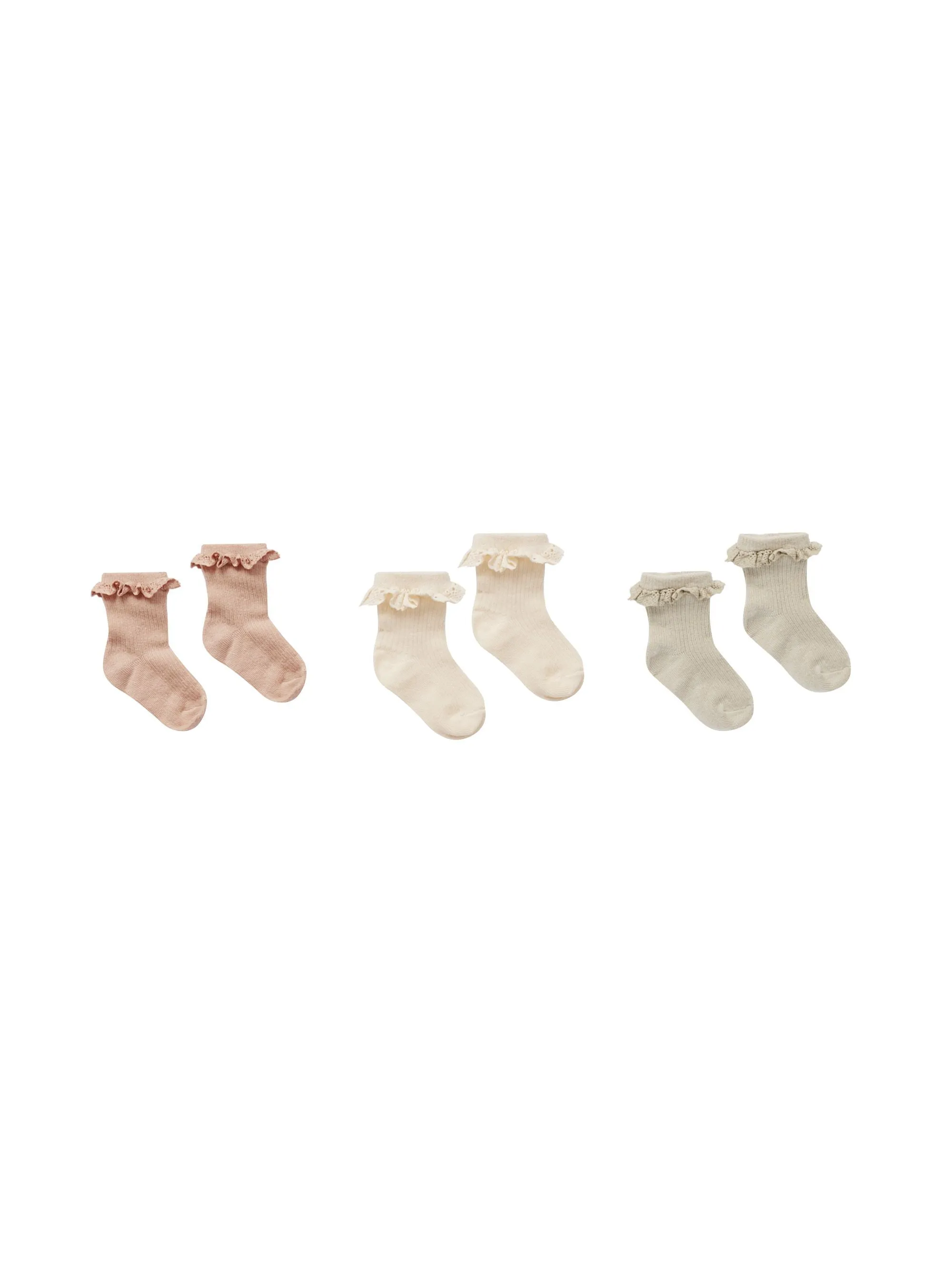 Ruffle Socks - 3 Pack Dove, Natural, Blush
