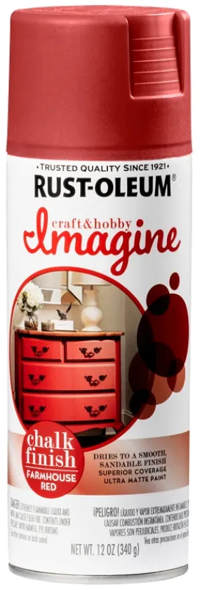 Rust-Oleum Imagine 353728 Craft Spray Paint, Chalk, Farmhouse Red, 12 oz, Can :CAN: QUANTITY: 1