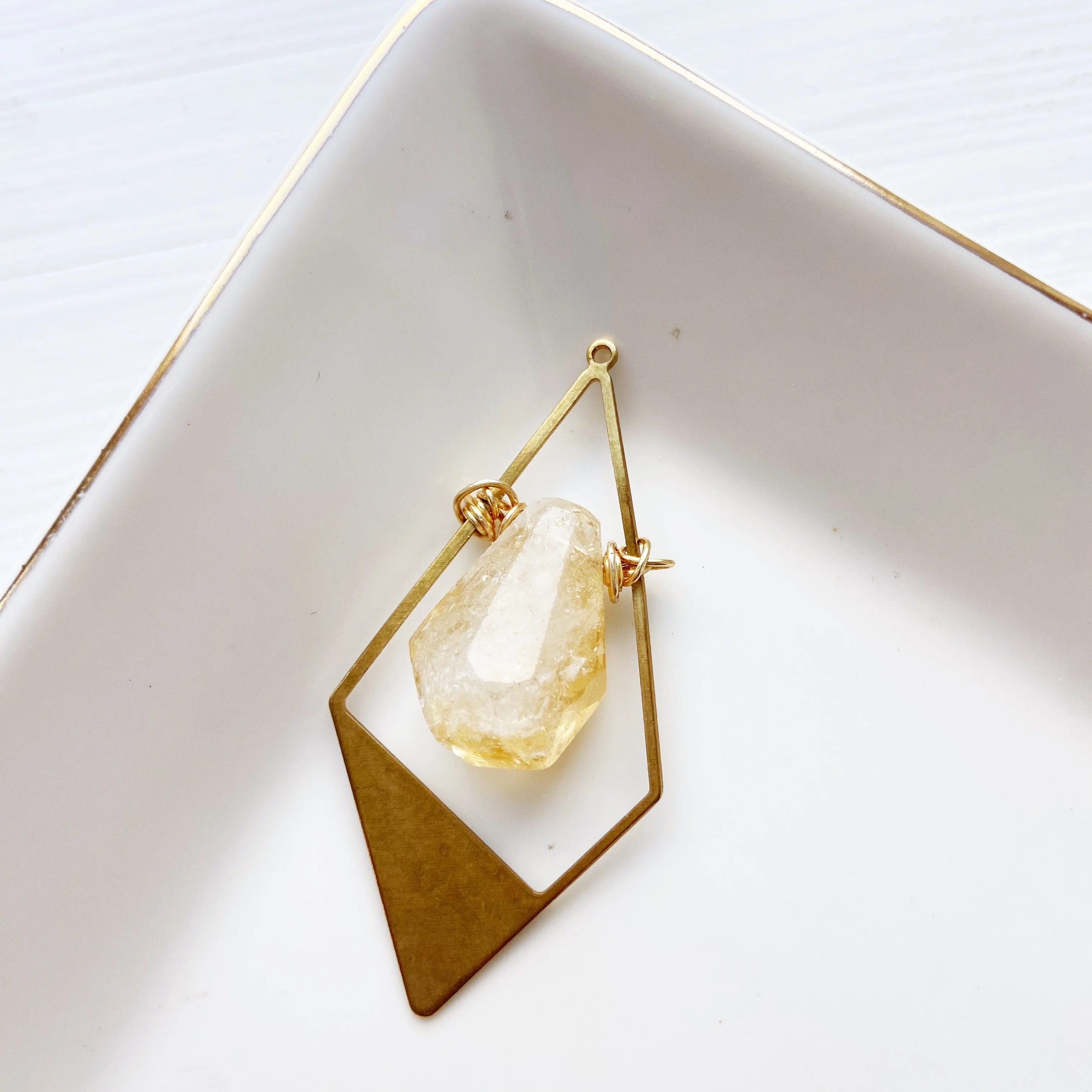 Smooth Citrine Geometric Pendant
