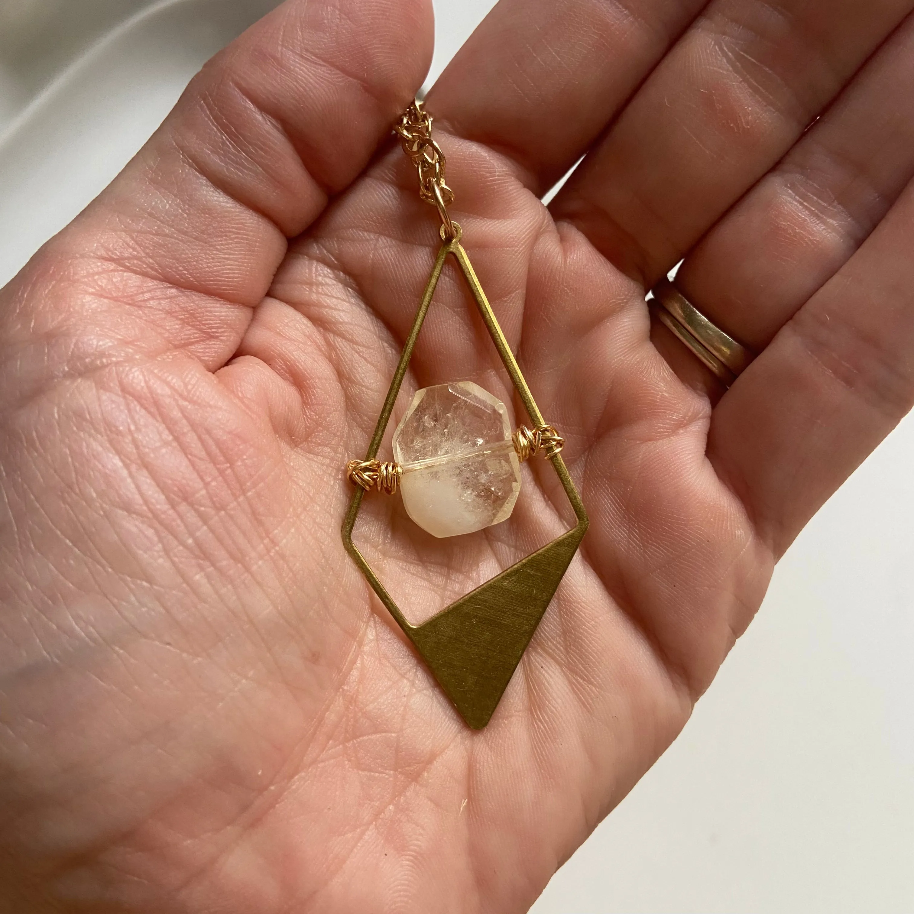 Smooth Citrine Geometric Pendant