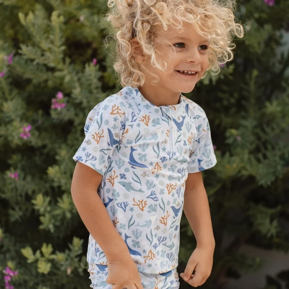 Swim T-shirt Short Sleeves Ocean rash guard - Dreams Blue